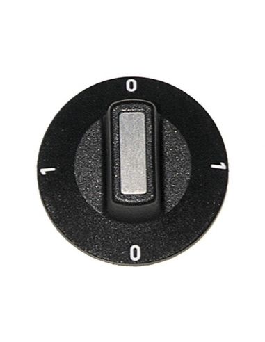 Knob switch 0-1-0-1 ø 50mm shaft ø 6x4,6mm shaft flat upper black