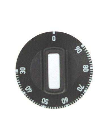 Knob thermostat t.max. 90°C ø 50mm shaft ø 6x4,6mm shaft flat upper black temperature range 30-90°C