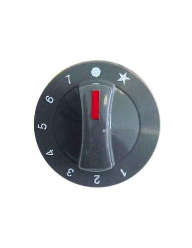 Knob gas thermostat 1-7 ø 71mm shaft ø 8x6,5mm shaft flat right grey
