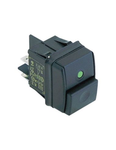 Push switch 30x22mm green 2NO 250V 12A connection male faston 6,3mm
