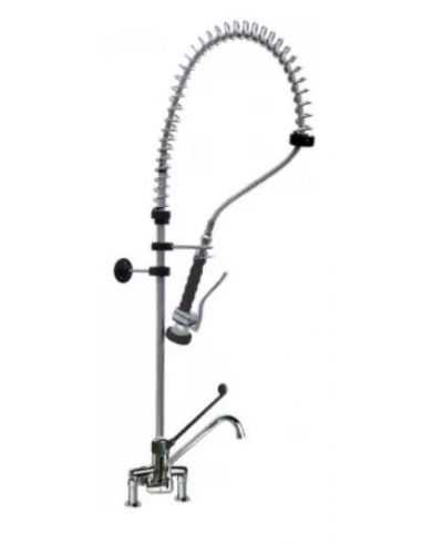 Pre-rinse unit with single lever bridge mixer tap long lever