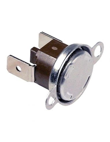 Safety bimetal thermostat 110°C 1NC 1-pole connection male faston 6,3mm hole distance 23,5mm